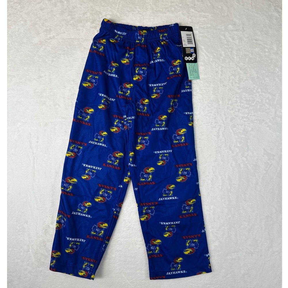 Gen2 Kansas Jayhawks Kids Blue Fleece Pajama Pants NCAA Sleepwear Size L 7 NEW
